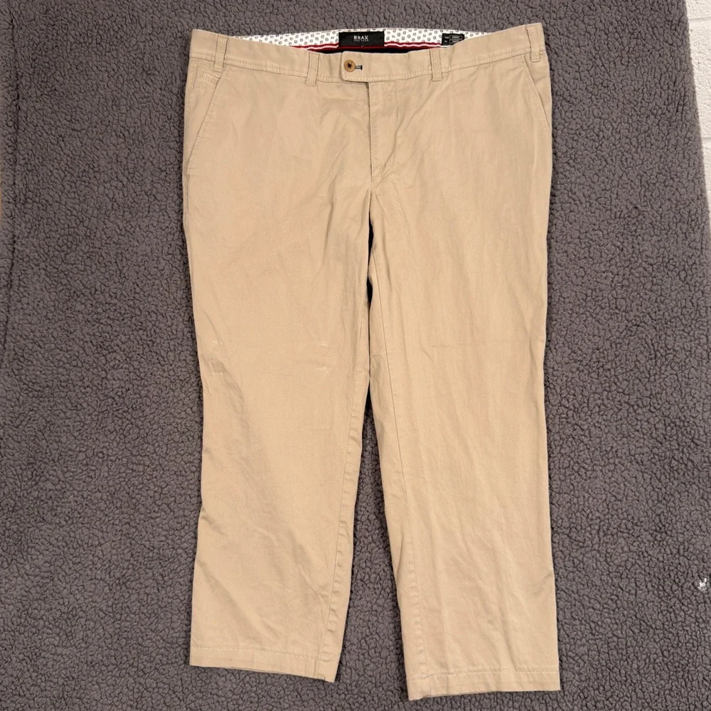 Brax Feel Good Evans Regular Fit Chino Pants Tan Khaki Mens 42x32 86-1808/56